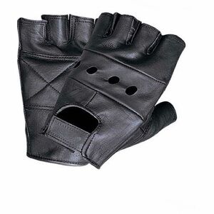 Men's Sleek Black Fingerless Leather Gloves
